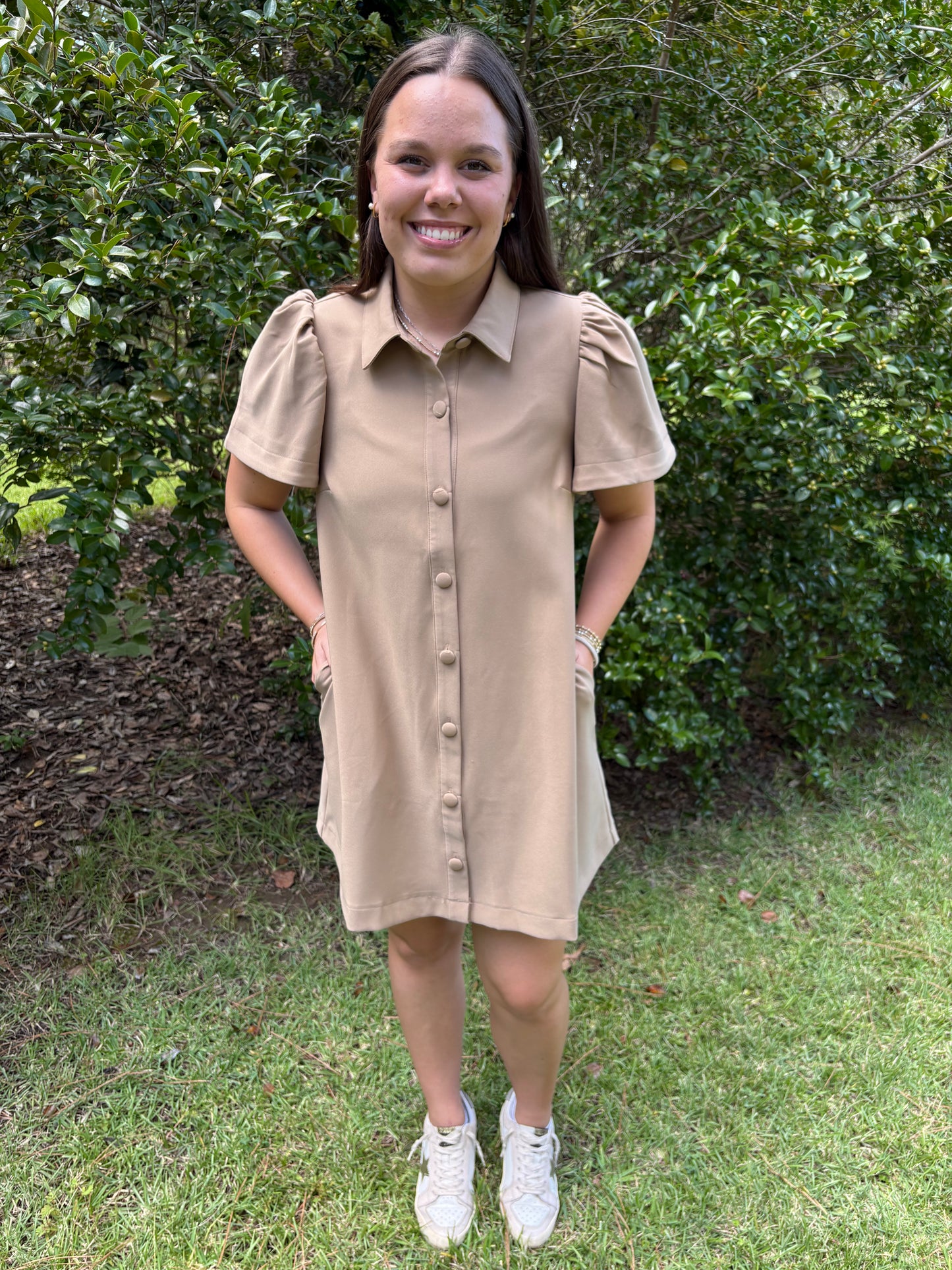 Collar Neck Button Down Mini Dress