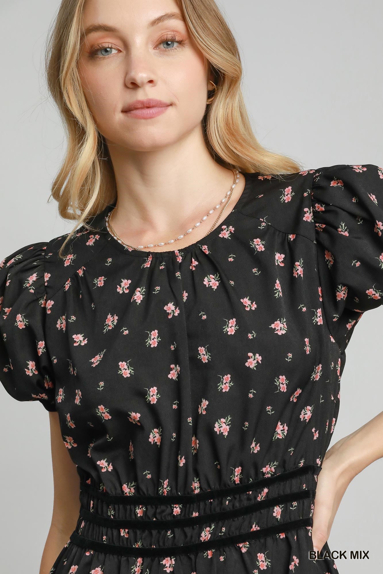 Umgee Floral Print Midi Dress