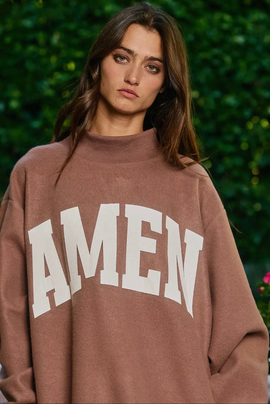 'WWJD & AMEN' Reversible Mock Neck Sweatshirt