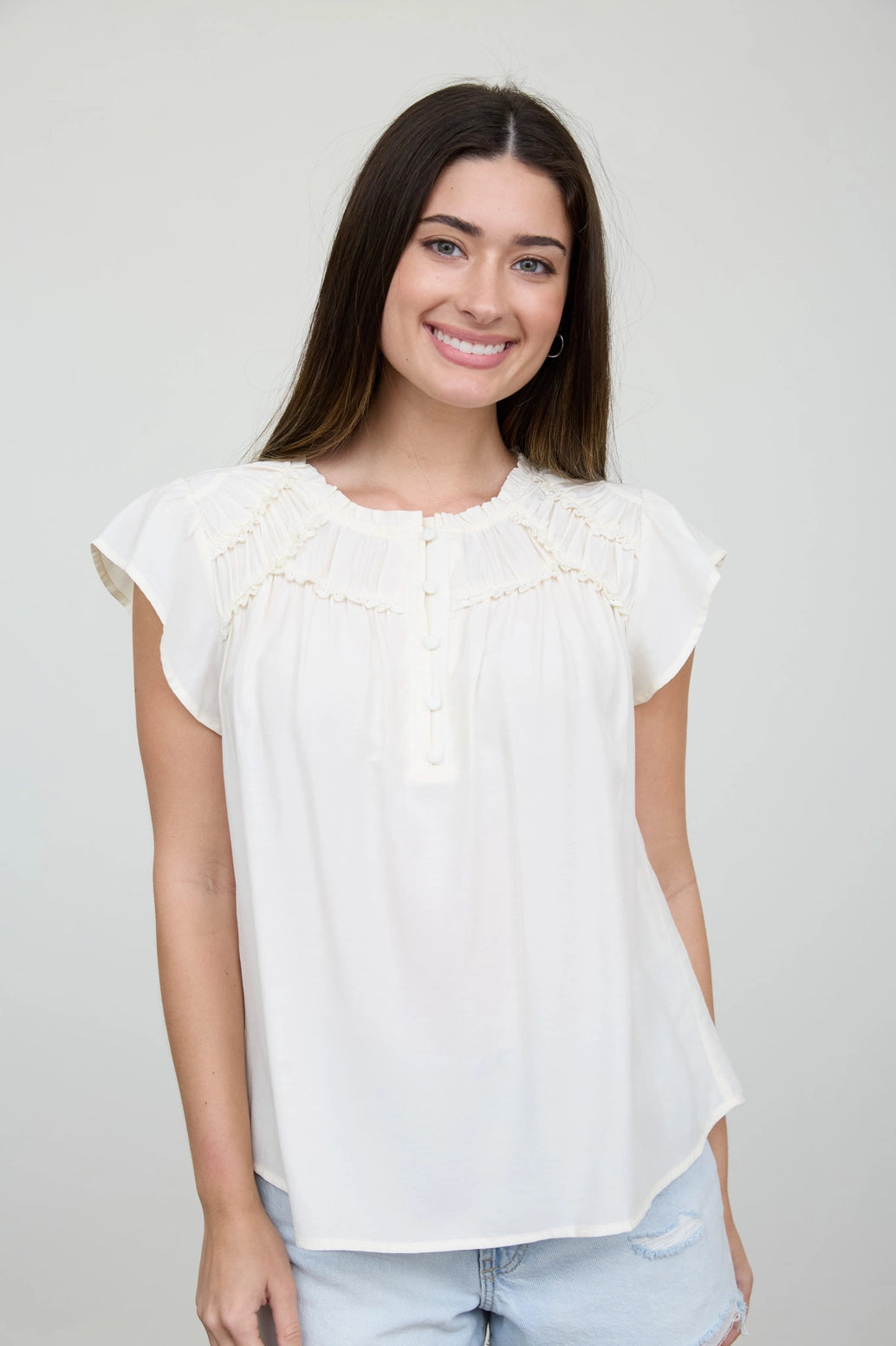 Ruffled Henley Blouse