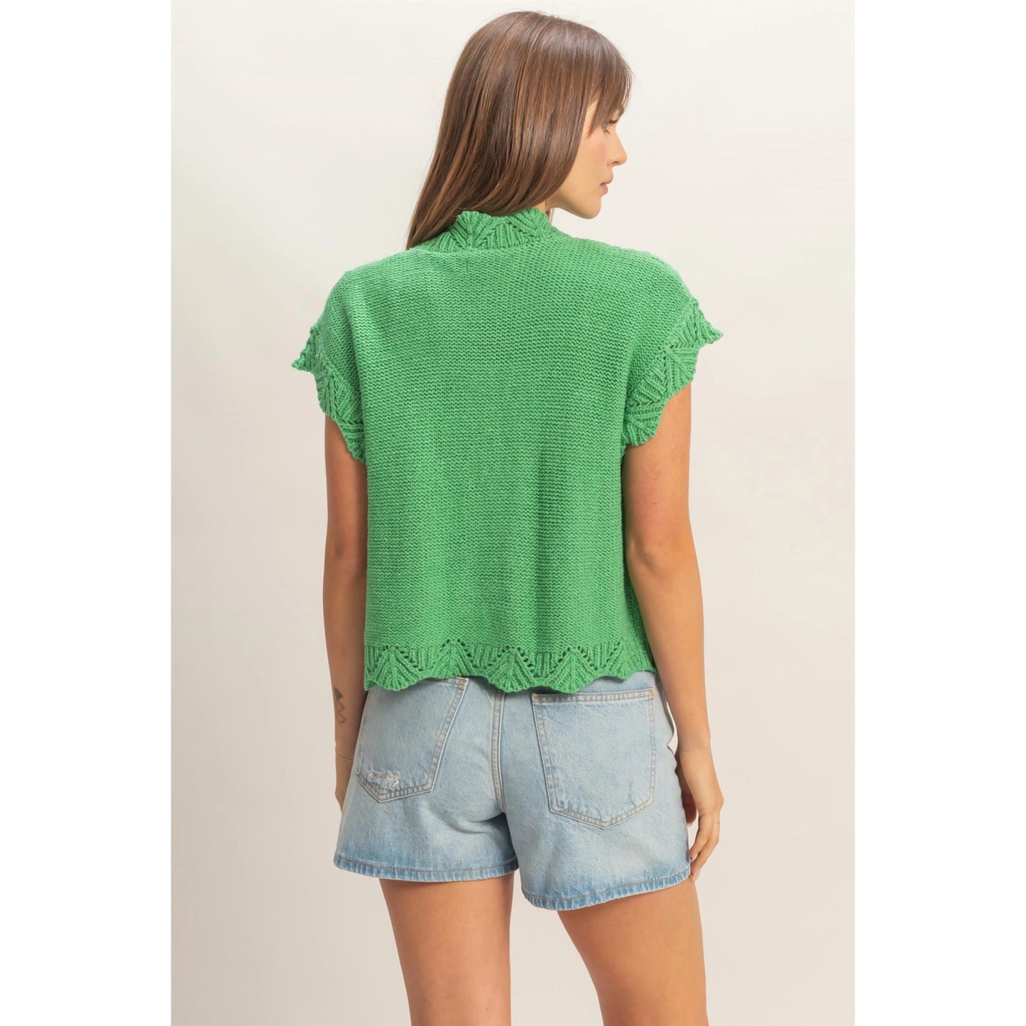 Button-Front Crochet Cardigan