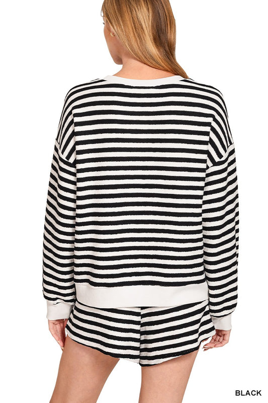 Striped Pullover and Shorts Set