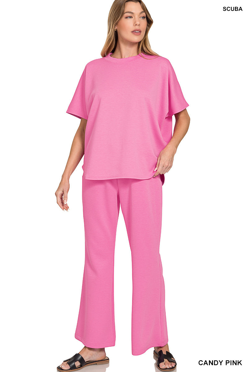 Curved Hem Top and Pants Set