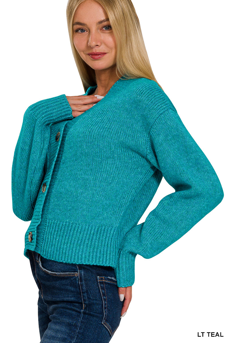 Melange Button Front Sweater Cardigan
