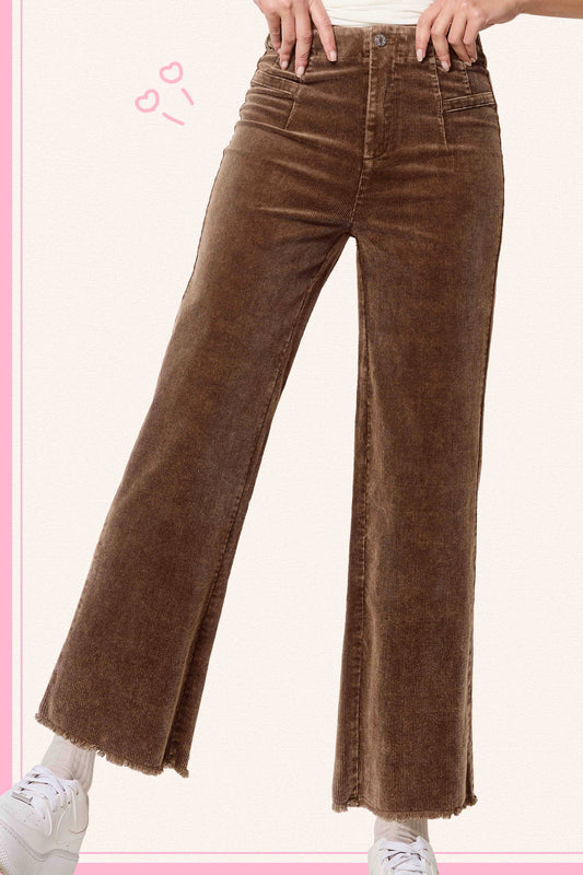 Mineral Washed High Waisted Wide Leg Corduroy Pants