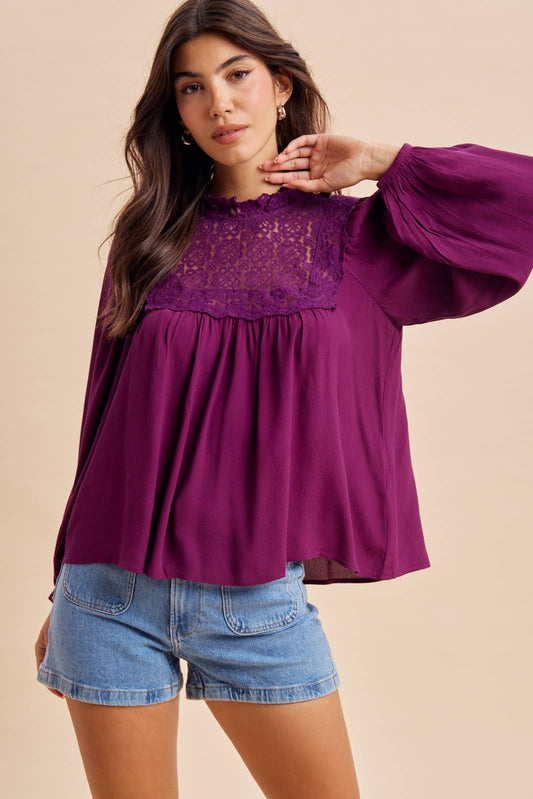 LACE PANEL BLOUSE