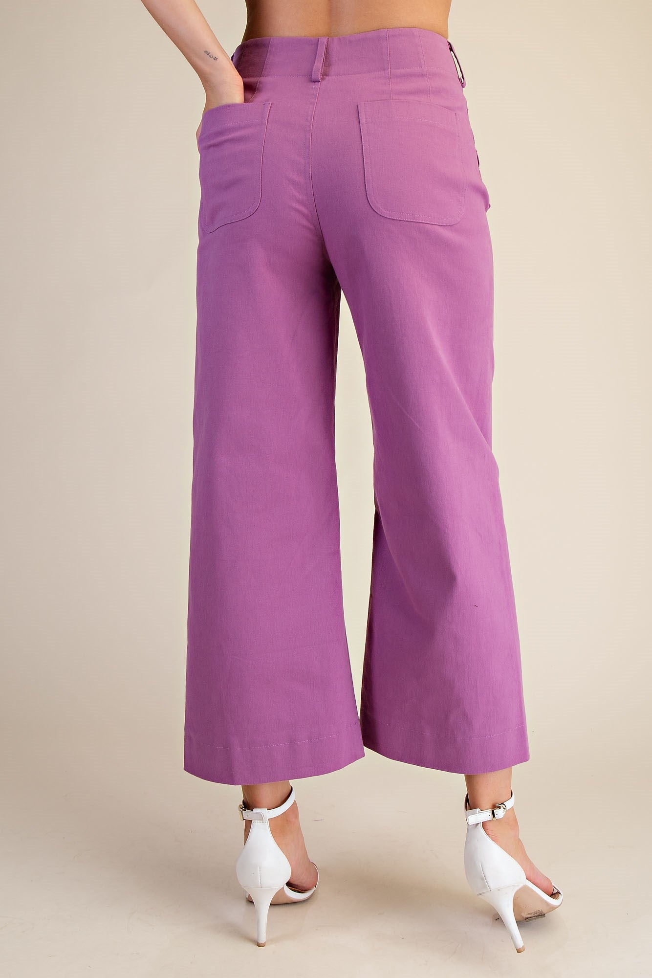 Colette Cropped Wide-Leg Scallop Pocket Detail Pants