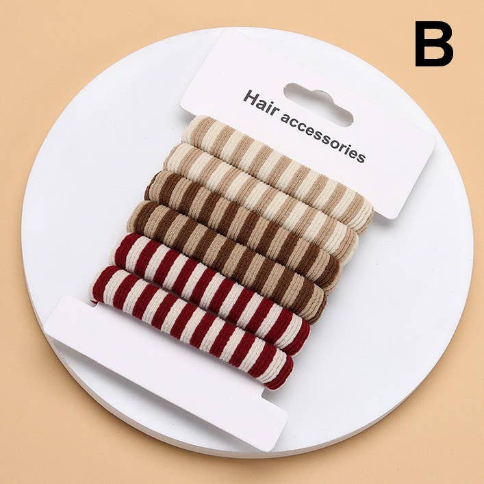 Striped Terry Hair Ties 6-Pc Set | 40S744