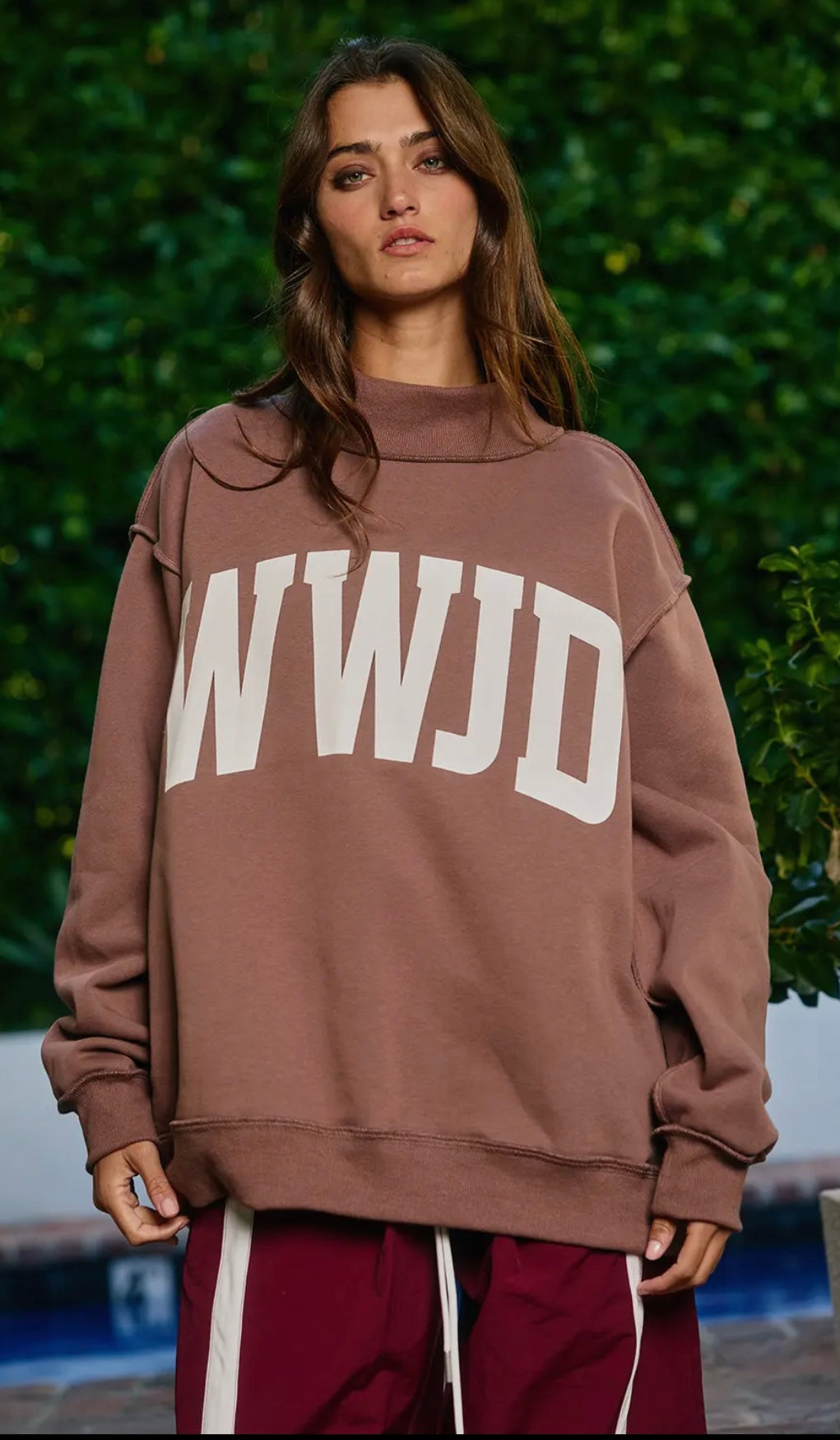'WWJD & AMEN' Reversible Mock Neck Sweatshirt