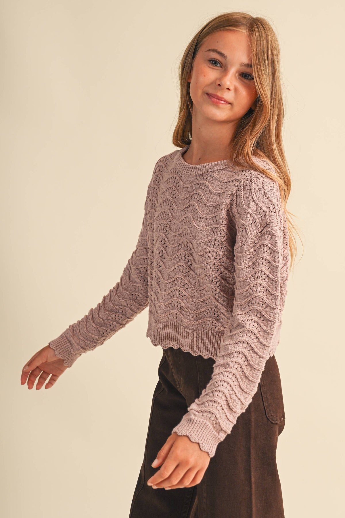 TWEEN GIRLS WAVY KNITWEAR PULL OVER (7-14)