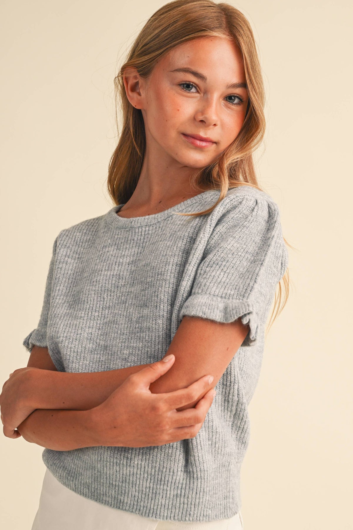 TWEEN GIRLS PUFF SLEEVE SWEATER (7-14)