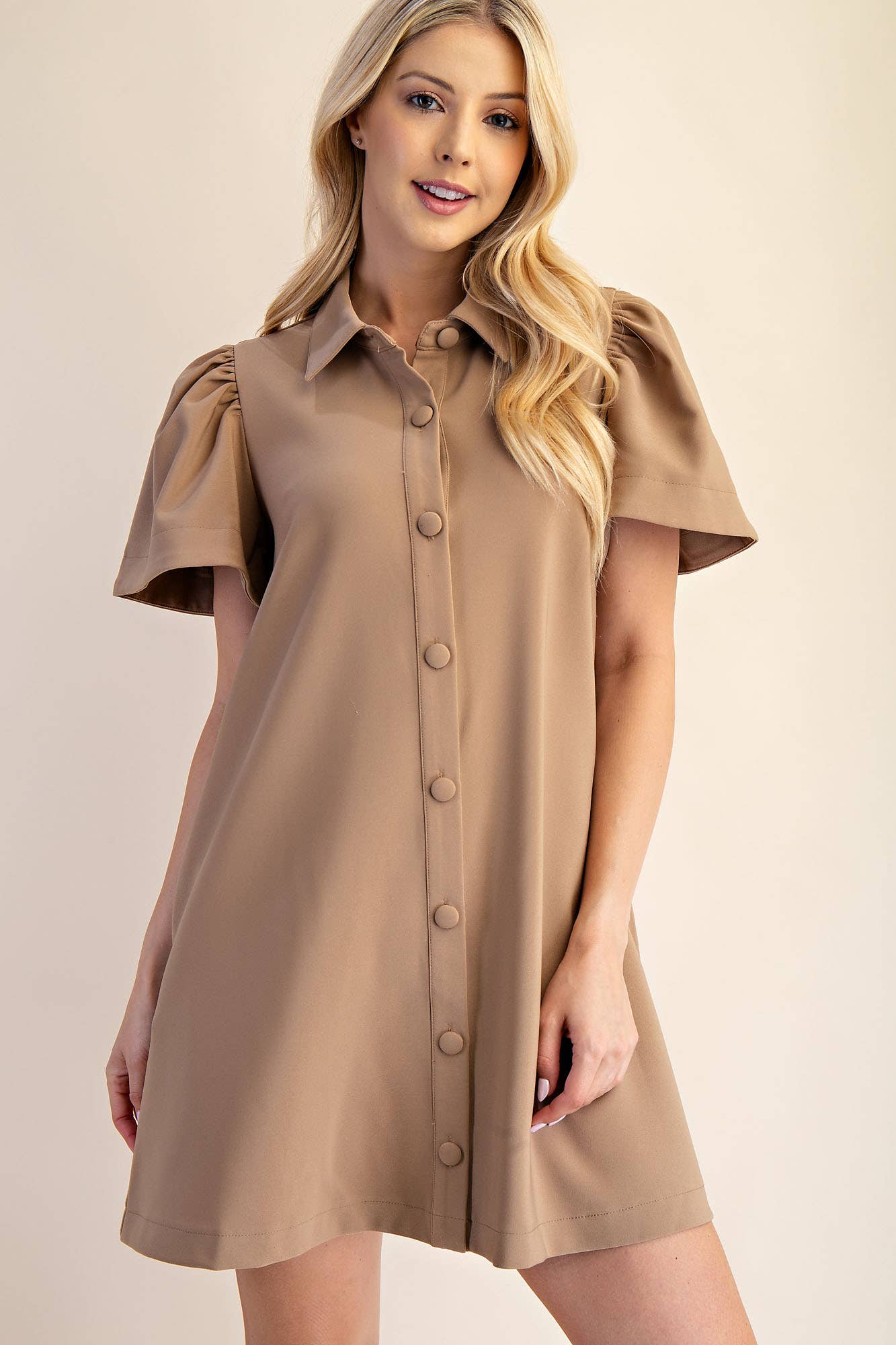 Collar Neck Button Down Mini Dress