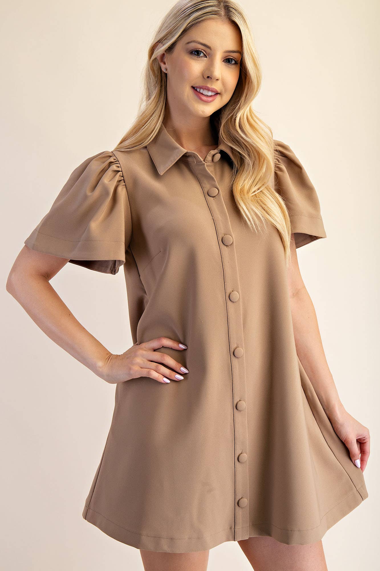 Collar Neck Button Down Mini Dress