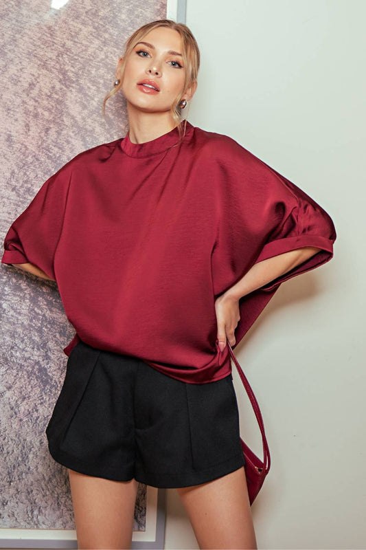Mock Neck Oversize Top