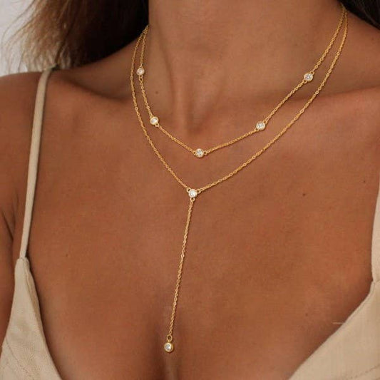 18K STAINLESS STEEL TARNISH FREE Y NECKLACE | 40NK9615