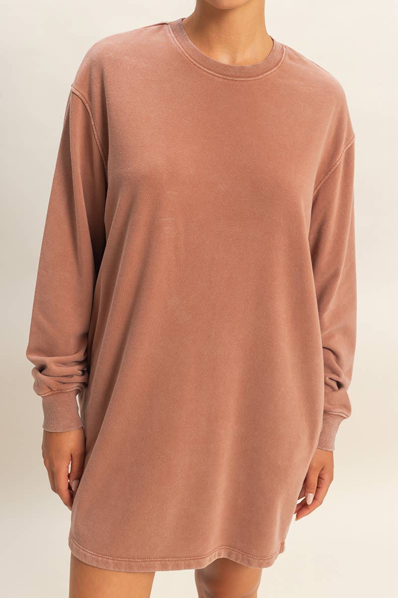 Mineral Washed Oversized Mini Sweatshirt Dress