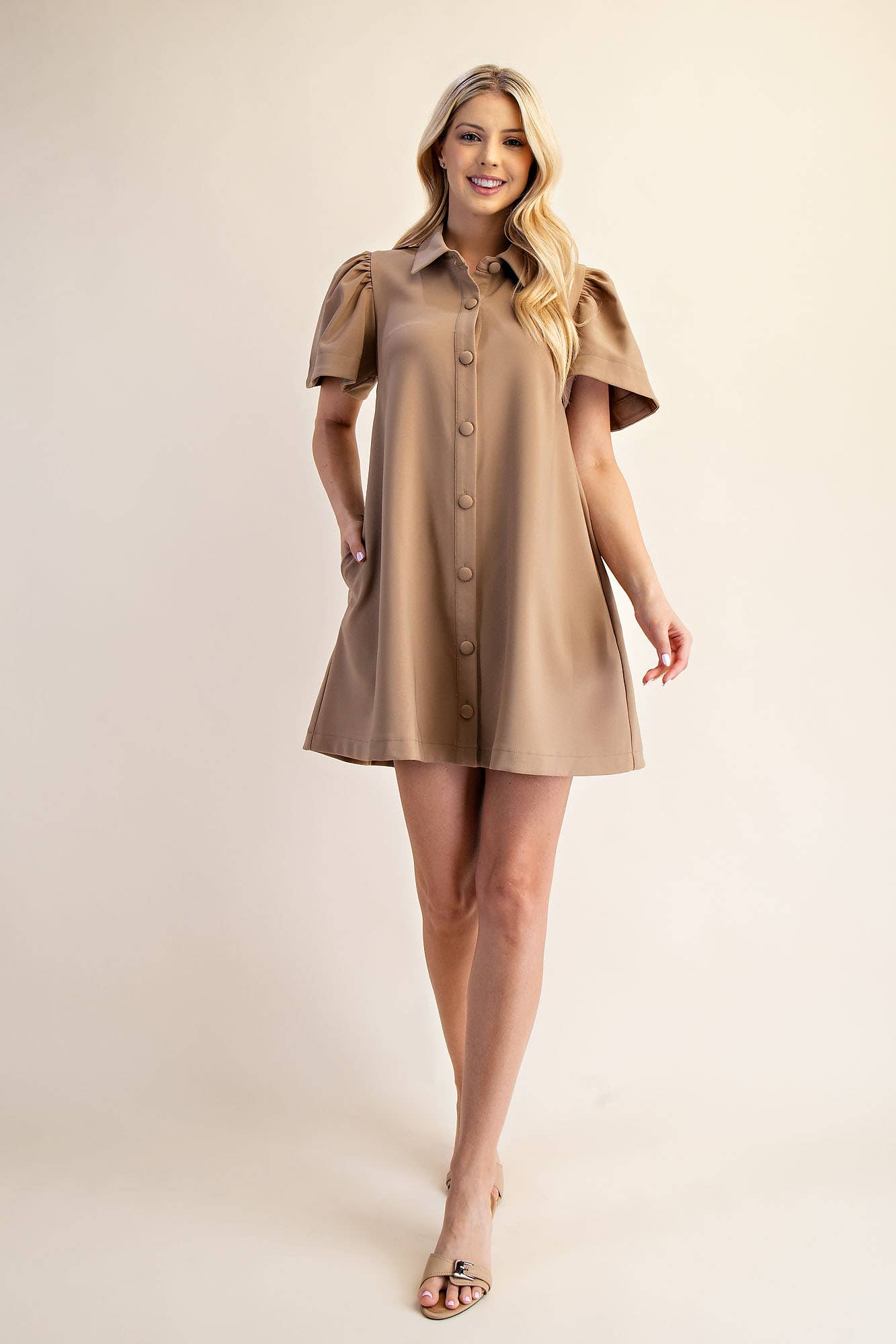 Collar Neck Button Down Mini Dress