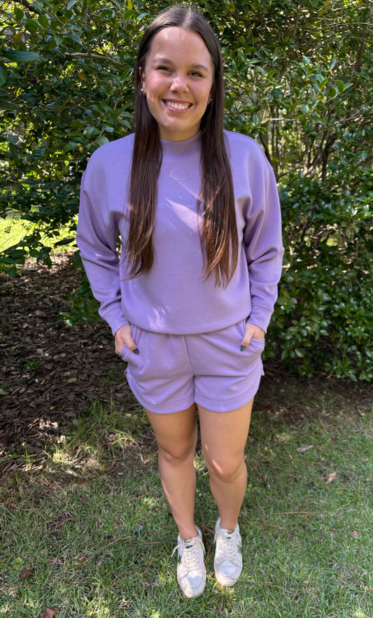 Scuba Pullover & Shorts Set-Lavender