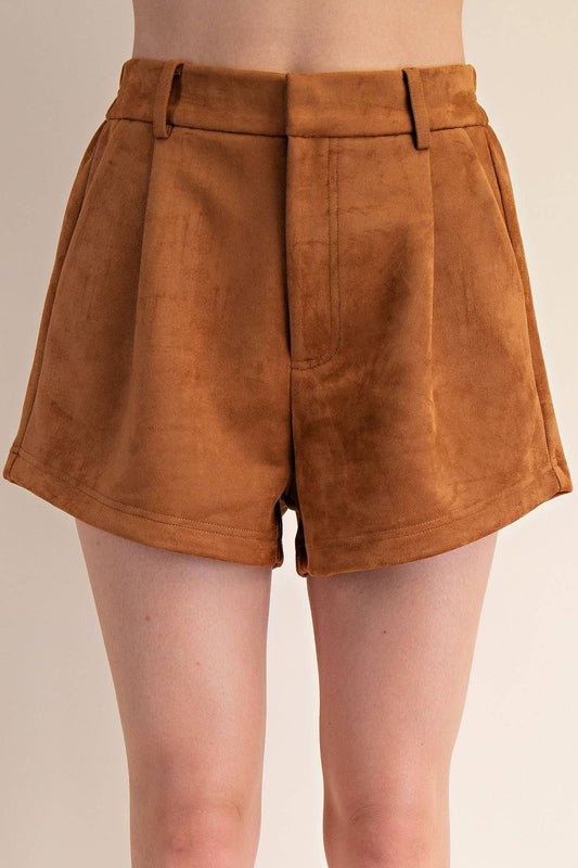 High Waist Suede Shorts