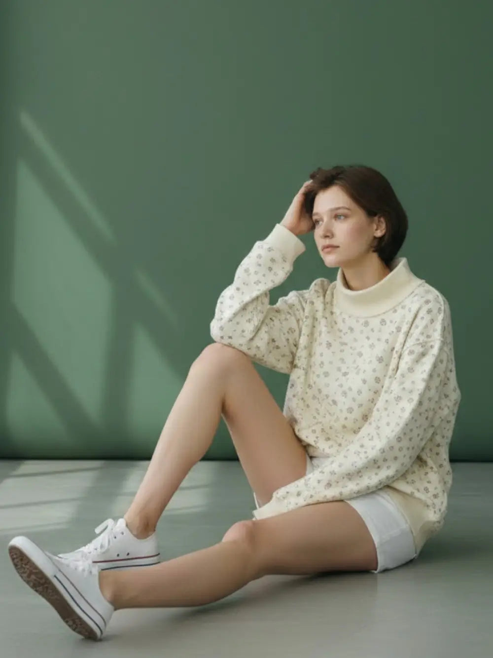 Floral Mock Neck Sweatshirt