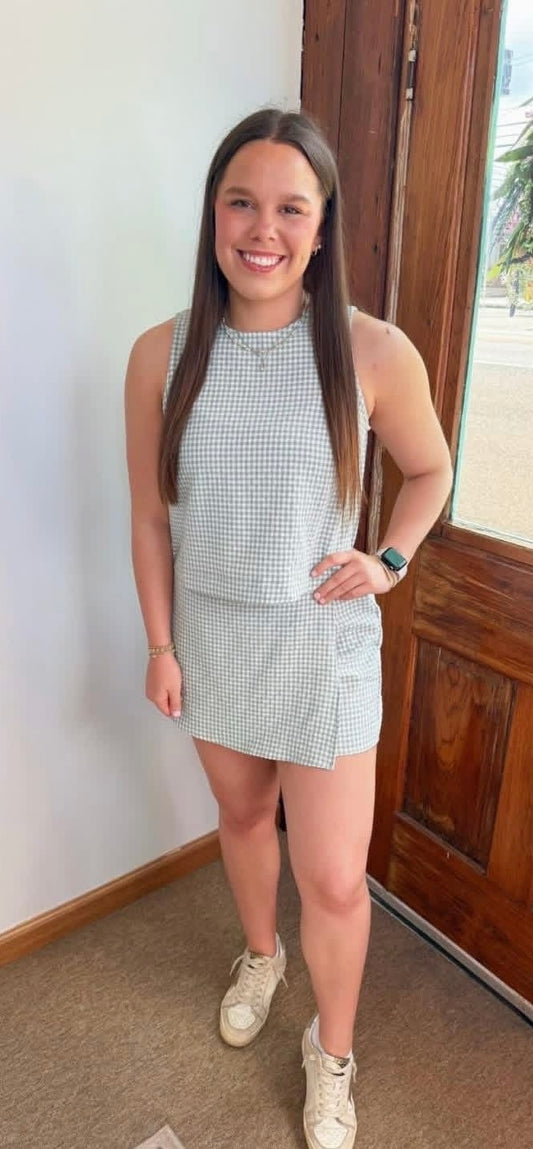 Gingham Sleeveless Top & Skort Set