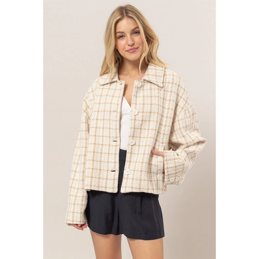 Tweed Plaid Oversized Jacket
