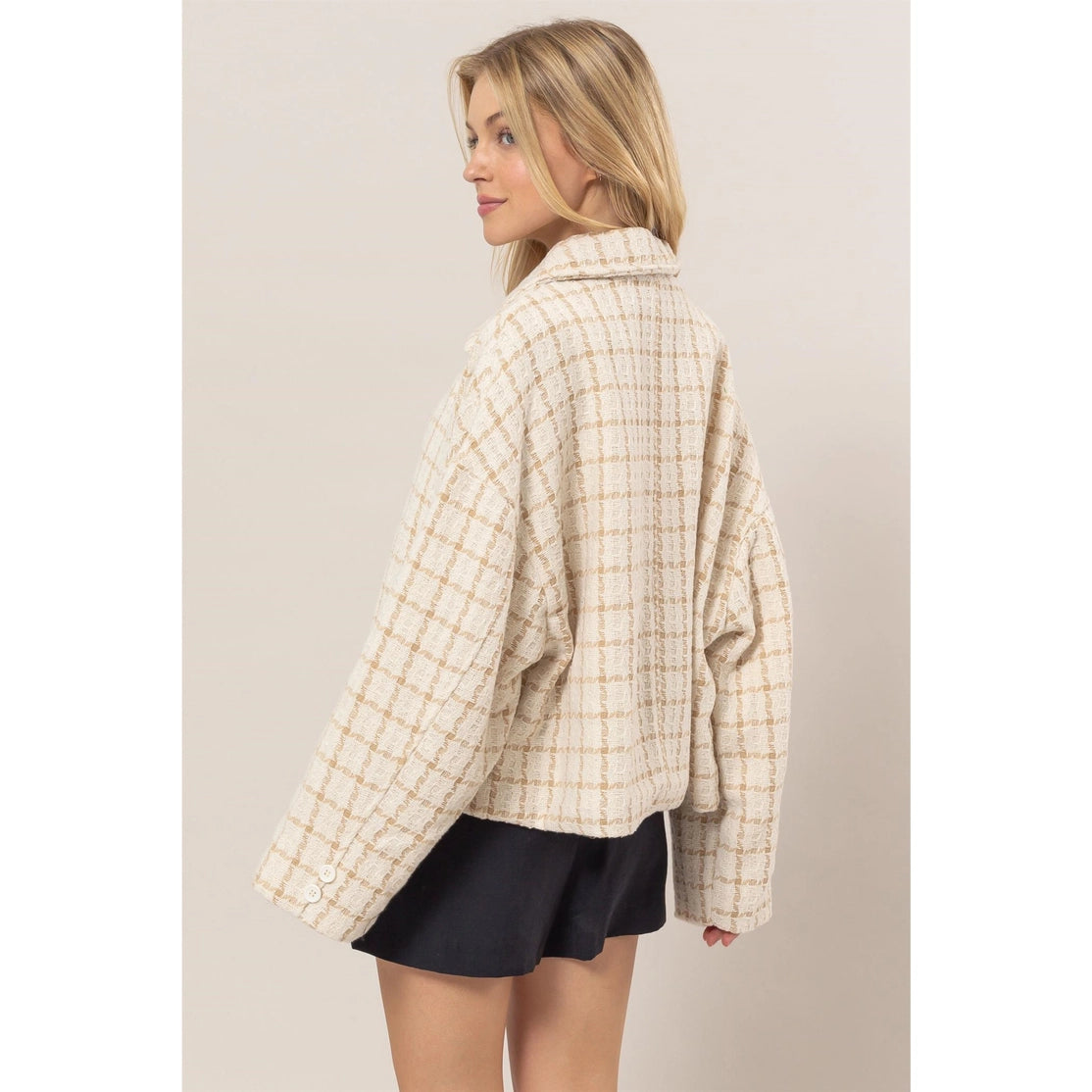 Tweed Plaid Oversized Jacket