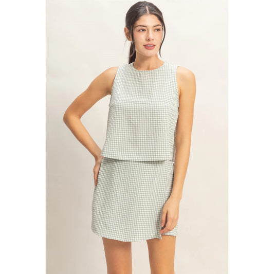 Gingham Sleeveless Top & Skort Set