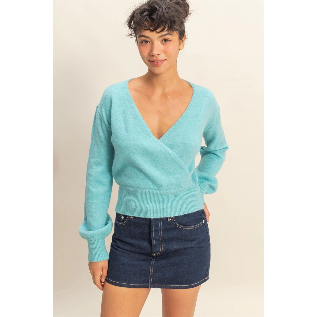 Surplice V Neck Sweater