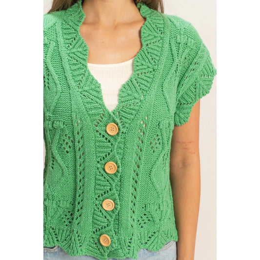 Button-Front Crochet Cardigan