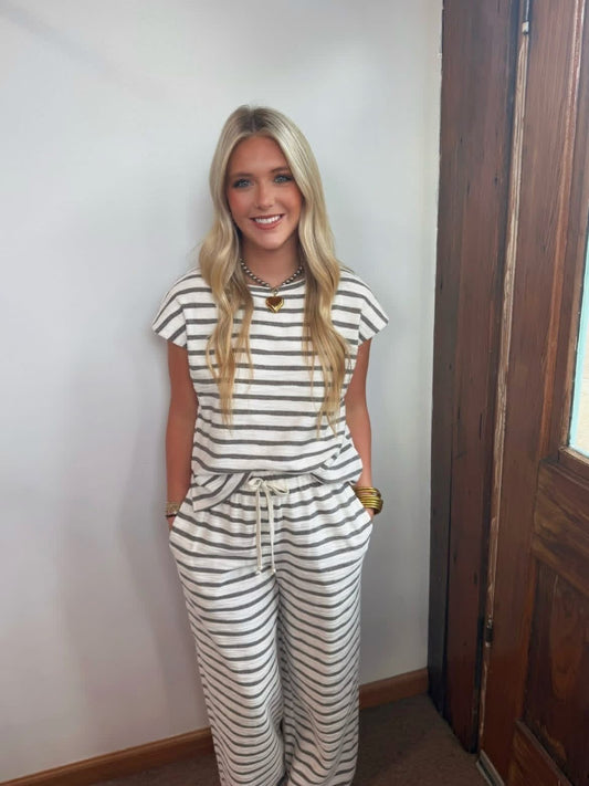 Stripe Knit Top and Pants Set