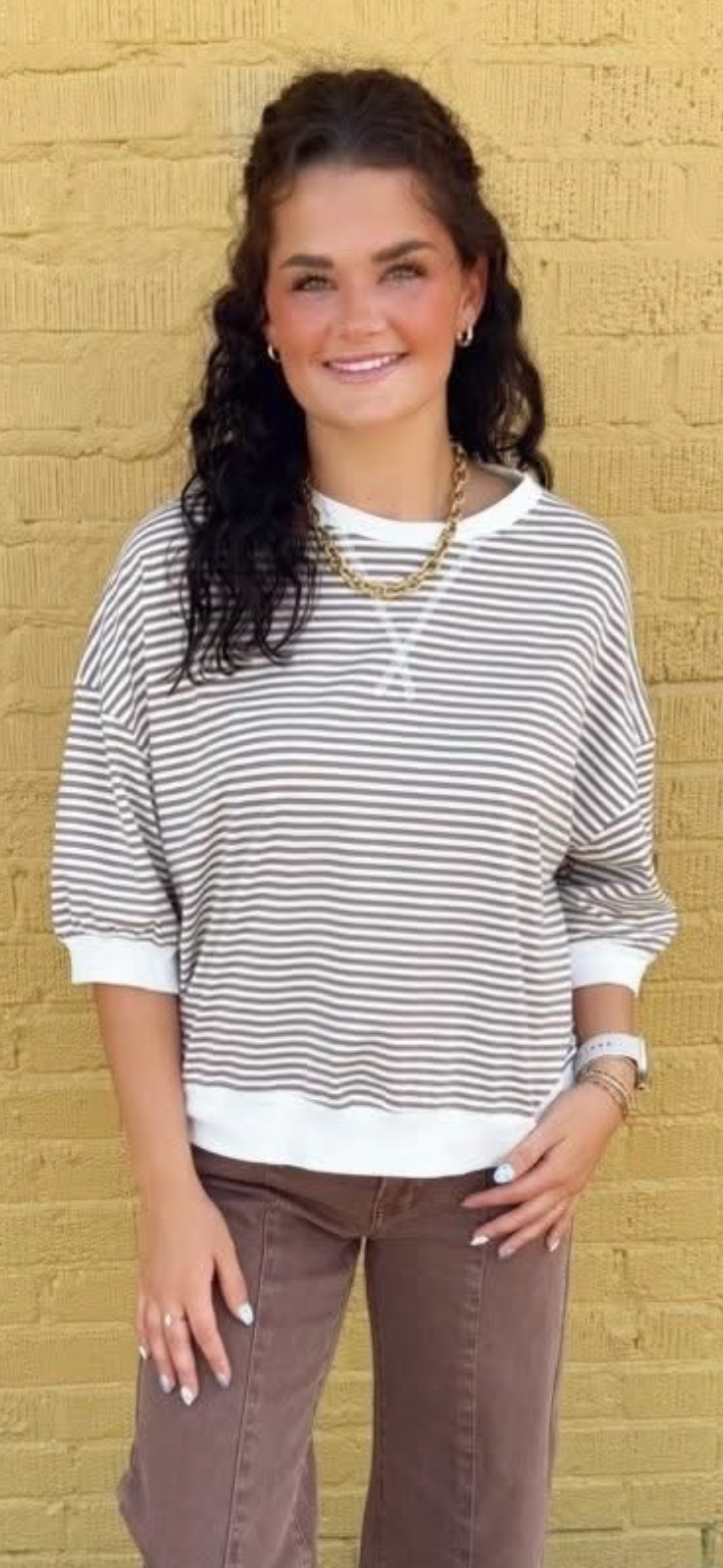 Striped Short Sleeve Pullover