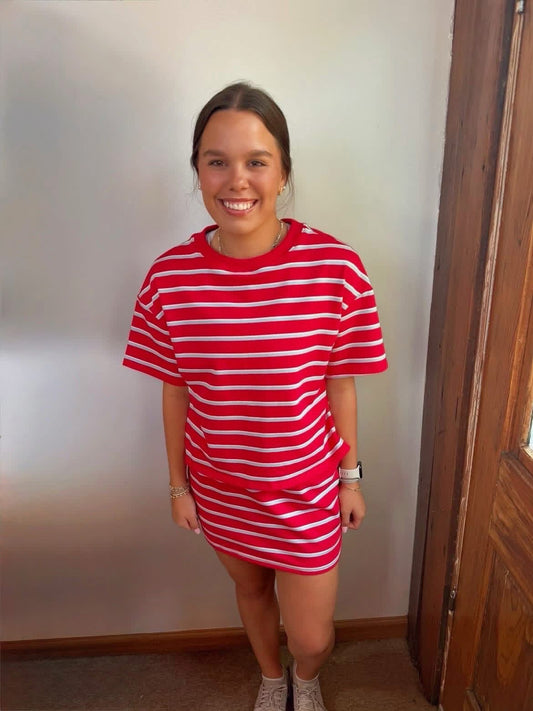 Striped Sweatshirt and Skort Set