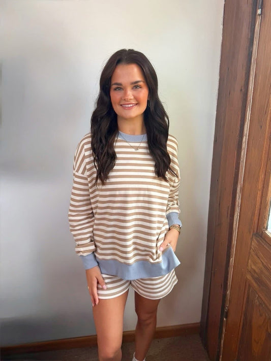 Striped Top and Shorts Set