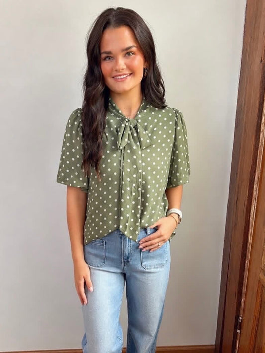 Polka Dot Bow Top