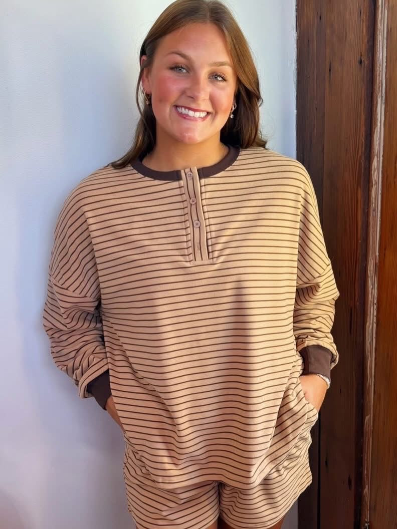 Soft Brushed Knit Pullover & Shorts Set