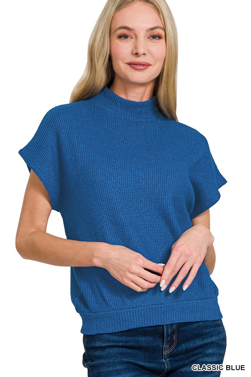 Mock Neck Short Sleeve Sweater