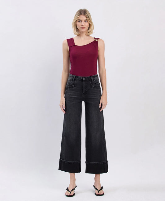 Super High Rise Cuffed Wide Jeans