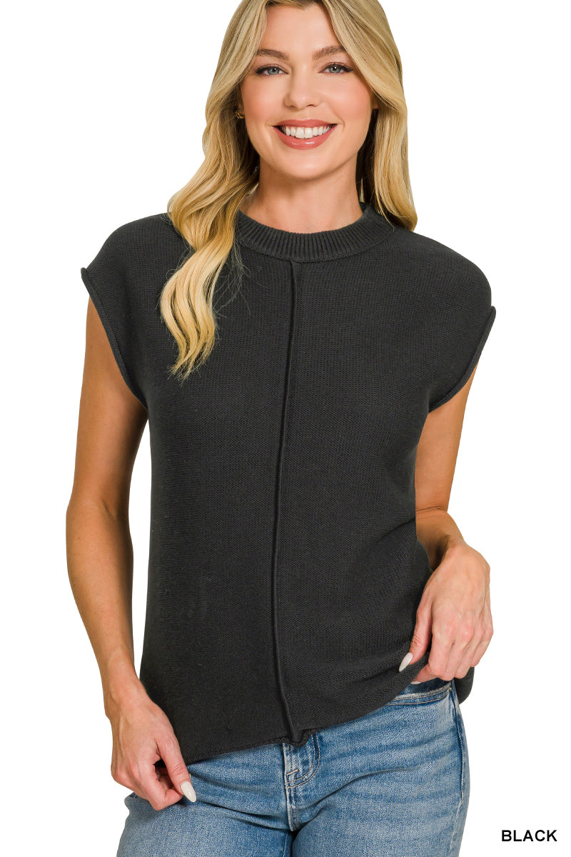 Center Seam Sleeveless Sweater