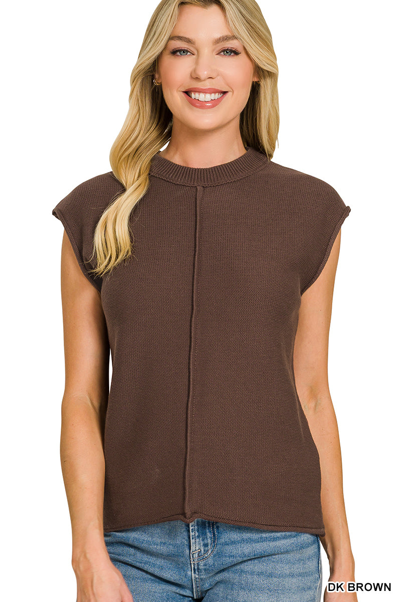 Center Seam Sleeveless Sweater
