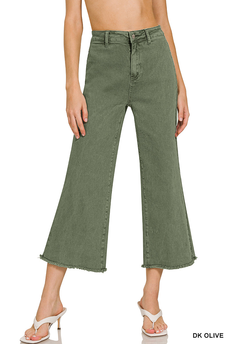 Acid Washed Frayed Hem Straight Jeans