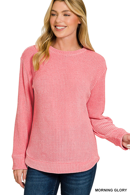 Chenille Waffle Round Neck Sweater