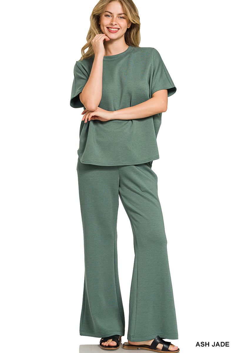 Curved Hem Top and Pants Set