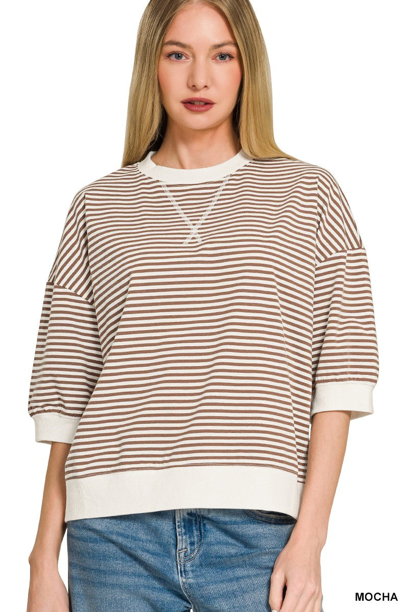Striped Short Sleeve Pullover