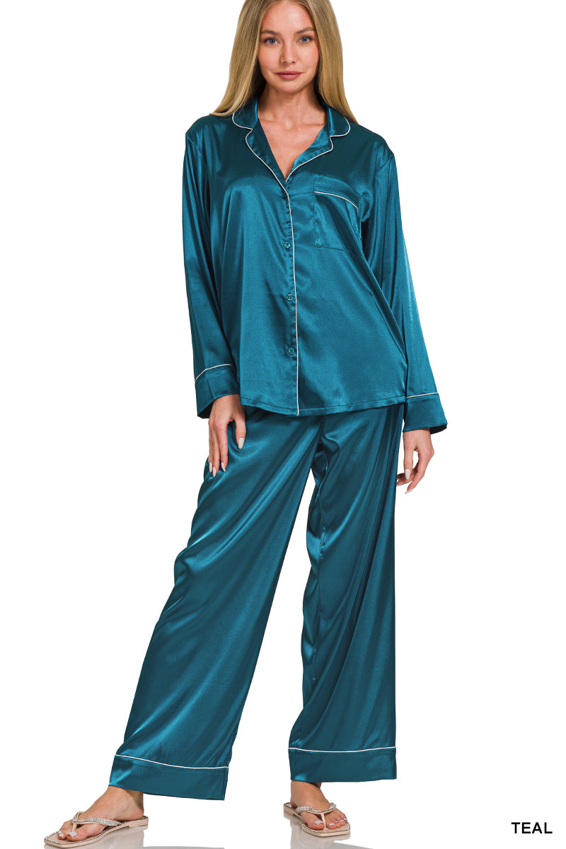Satin Pajamas-Teal
