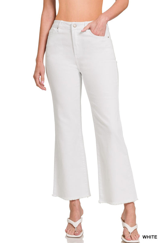 Washed Frayed Hem Bootcut Jeans