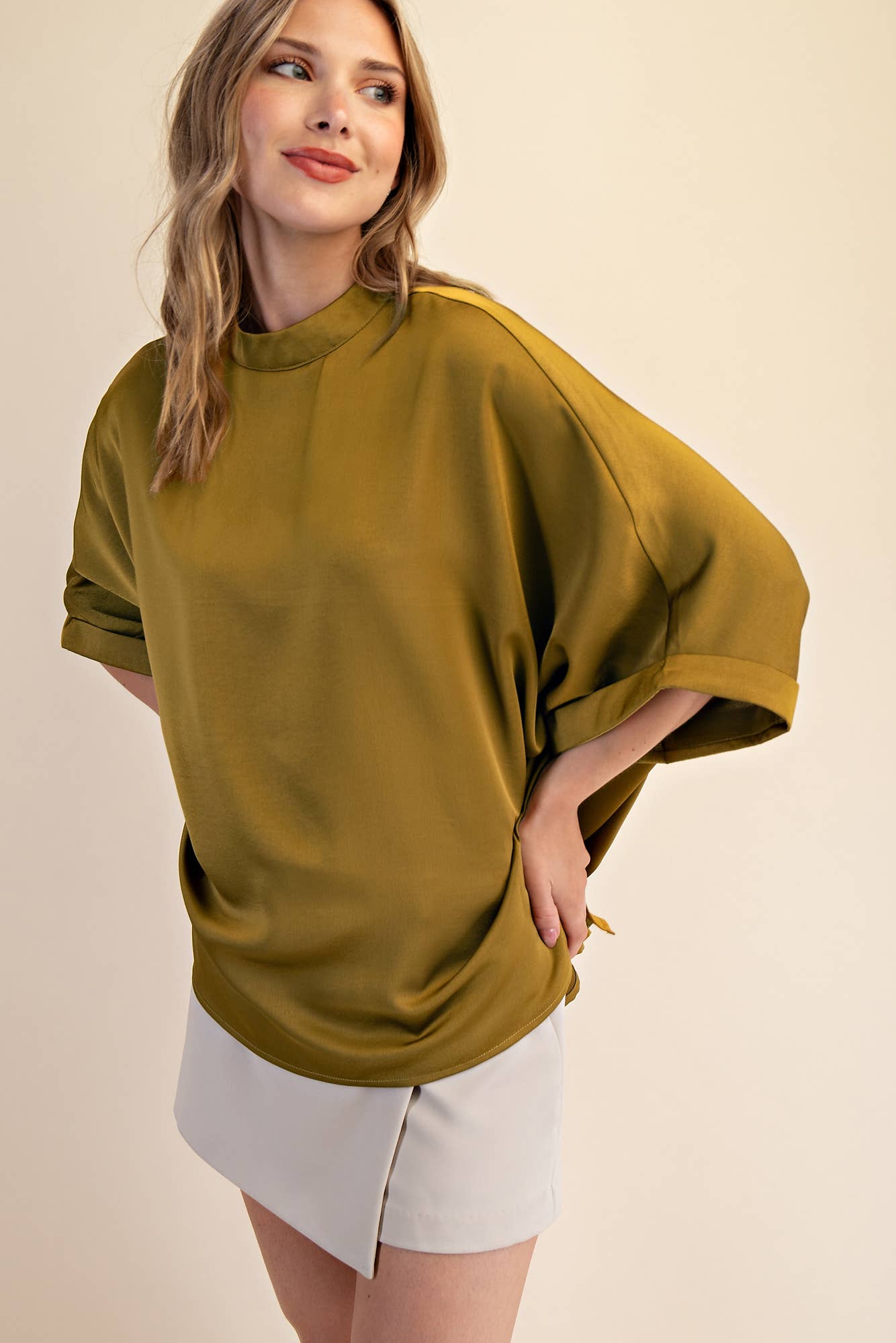 Mock Neck Oversize Top