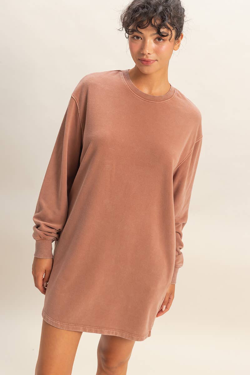 Mineral Washed Oversized Mini Sweatshirt Dress