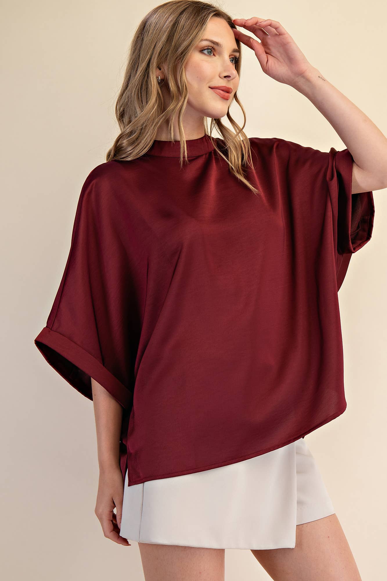 Mock Neck Oversize Top