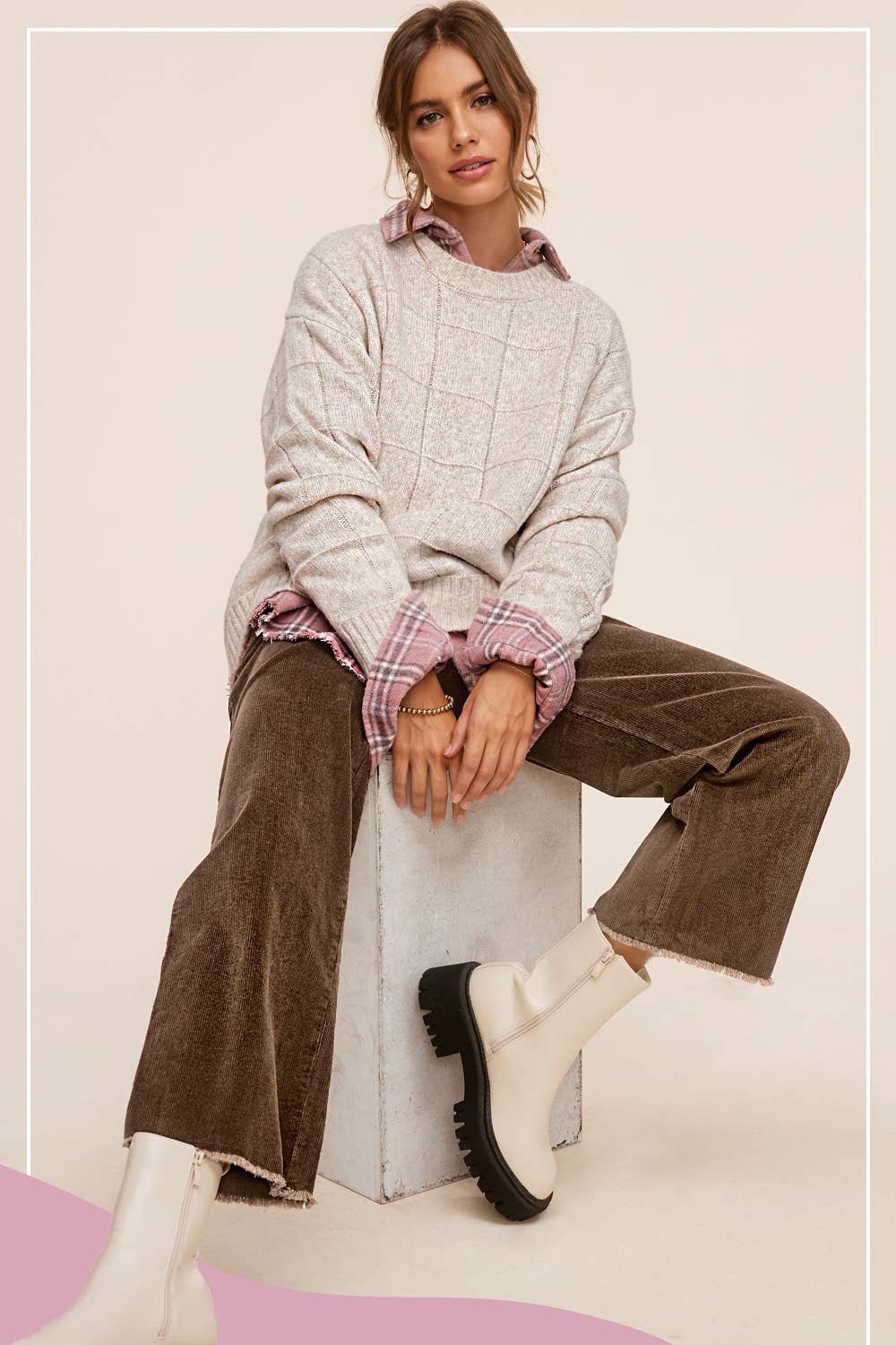 Mineral Washed High Waisted Wide Leg Corduroy Pants